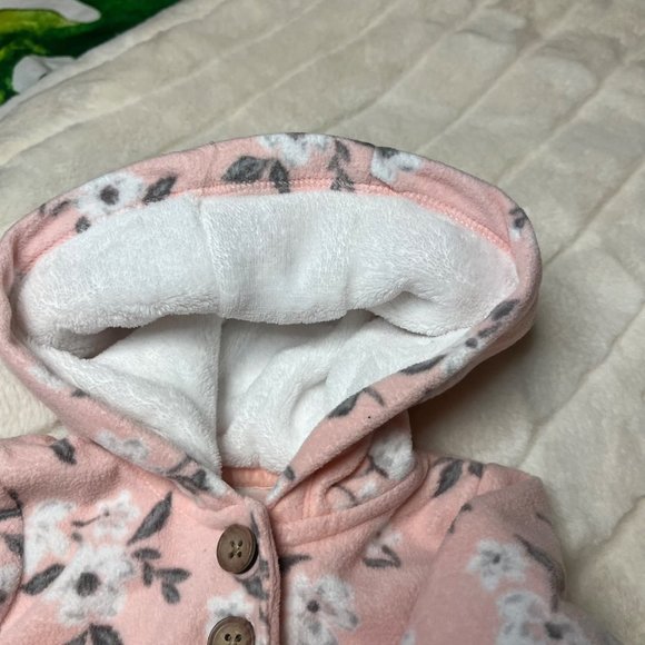Carters 6M Light Pink Floral Faux Sherpa Lined Winter Coverall Jumpsuit - Picture 5 of 11